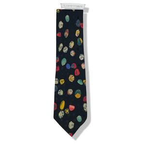 Vintage Cuzzens Made in Italy Silk Neck Tie Polka Dot Artsy Designer 57x4